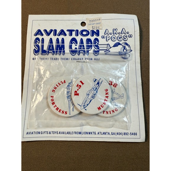 Vintage Aviation Slam Caps Pogs P-40 Flying Fortress P-51 Mustang Black Widow - Picture 4 of 5